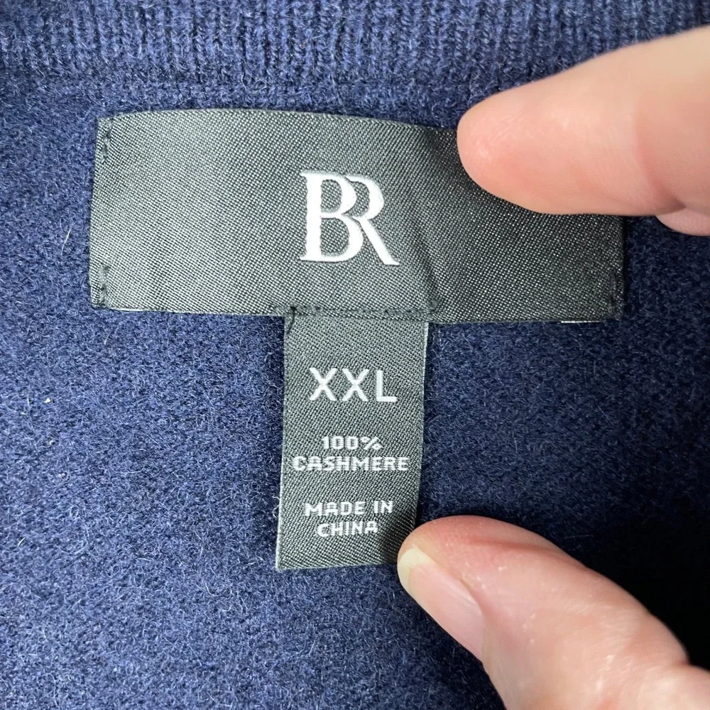 Banana Republic Sweater Mens XXL Navy Blue 100% Cashmere Crewneck Long Sleeve
